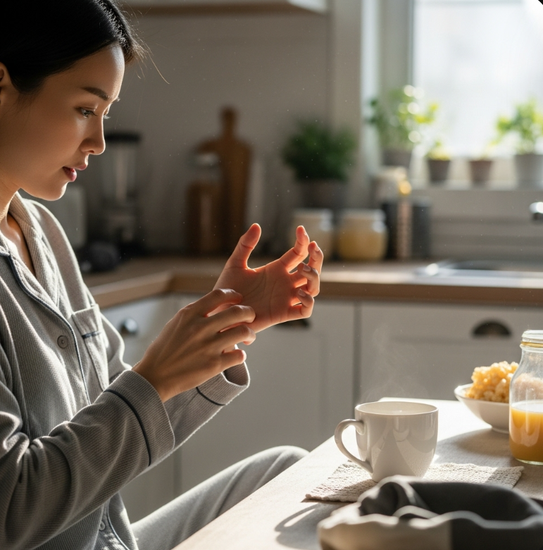 아침에 일어나면 손가락이 뻣뻣한 이유는 무엇일까?