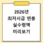 2026년 최저시급 연봉 실수령액 미리보기