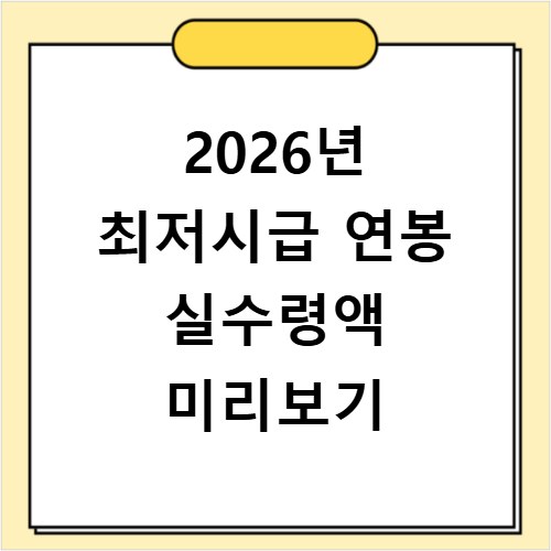2026년 최저시급 연봉 실수령액 미리보기
