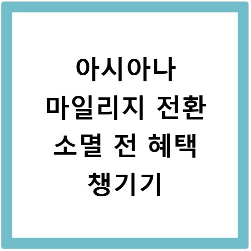 아시아나 마일리지 전환 소멸 전 혜택 챙기기