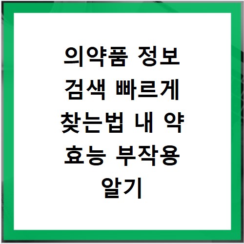 의약품 정보 검색 빠르게 찾는법 내 약 효능 부작용 알기