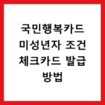 국민행복카드 미성년자 조건 체크카드 발급 방법