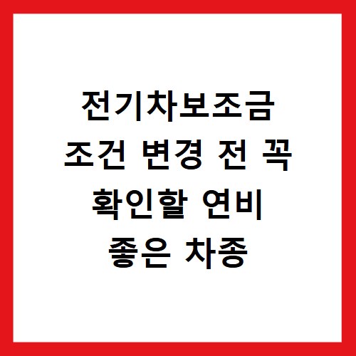 전기차보조금 조건 변경 전 꼭 확인할 연비 좋은 차종