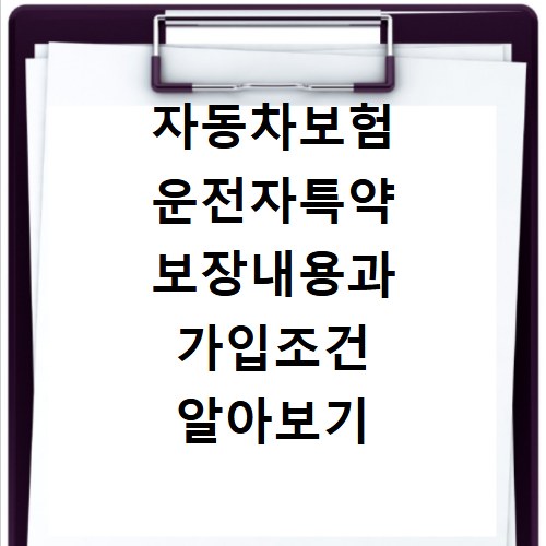 자동차보험 운전자특약 보장내용과 가입조건 알아보기