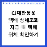 CJ대한통운 택배 상세조회 지금 내 택배 위치 확인하기