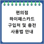 편의점 하이패스카드 구입처 및 충전 사용법 안내