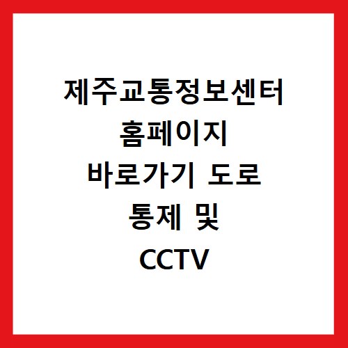제주교통정보센터 홈페이지 바로가기 도로 통제 및 CCTV 확인