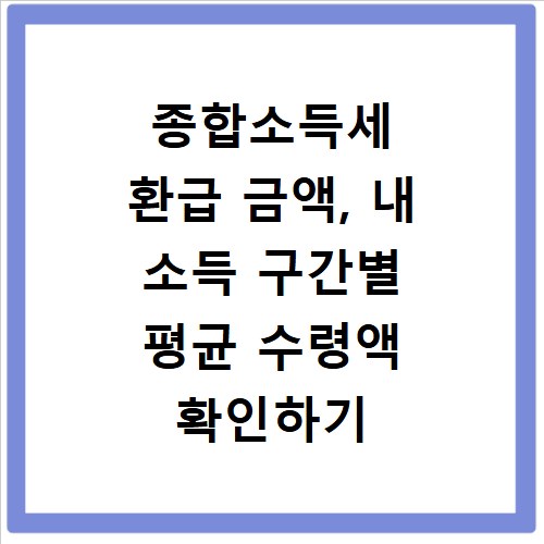 종합소득세 환급 금액, 내 소득 구간별 평균 수령액 확인하기