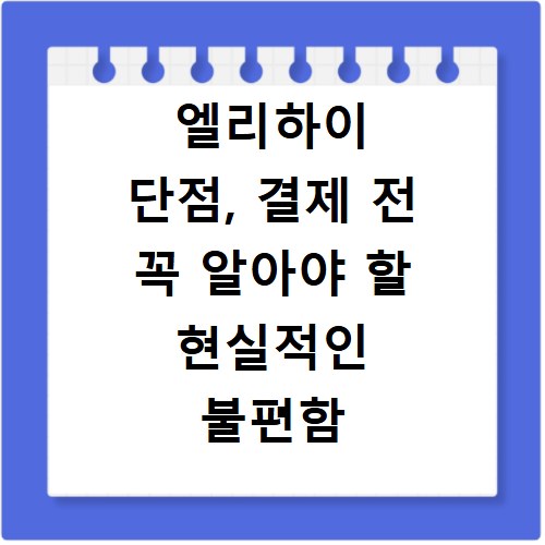 엘리하이 단점, 결제 전 꼭 알아야 할 현실적인 불편함 5가지