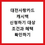 대전사랑카드 캐시백 신청하기 대상 조건과 혜택 확인하기