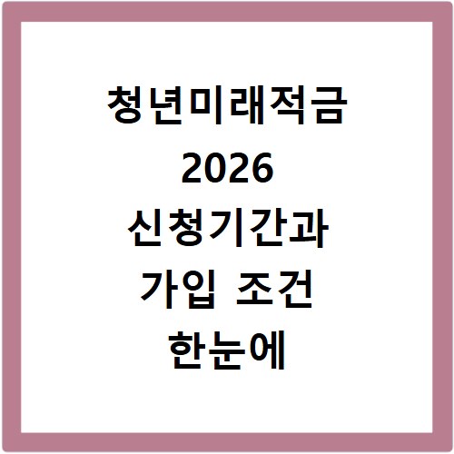 청년미래적금 2026 신청기간과 가입 조건 한눈에 확인하기