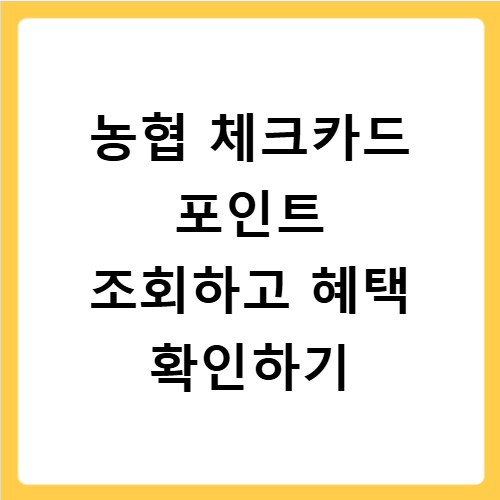 농협 체크카드 포인트 조회하고 혜택 확인하기