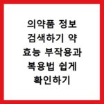 의약품 정보 검색하기 약 효능 부작용과 복용법 쉽게 확인하기