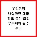 우리은행 내집마련 대출 한도 금리 조건 무주택자 필수 준비 서류