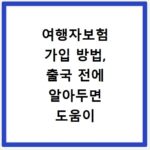 여행자보험 가입 방법, 출국 전에 알아두면 도움이 됩니다
