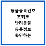 동물등록번호 조회로 반려동물 등록정보 확인하는 방법