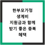 한부모가정 생계비 지원금과 함께 받기 좋은 중복 혜택 총정리 내용 확인하기