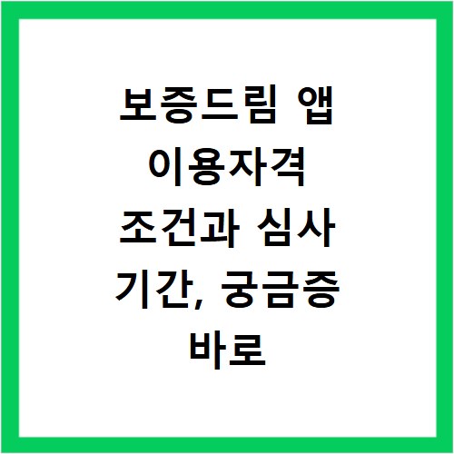 보증드림 앱 이용자격 조건과 심사 기간, 궁금증 바로 해결