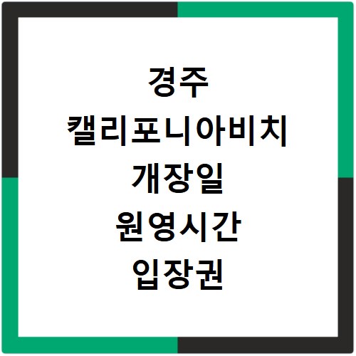 경주 캘리포니아비치 개장일 원영시간 입장권 숙소 정보 총정리