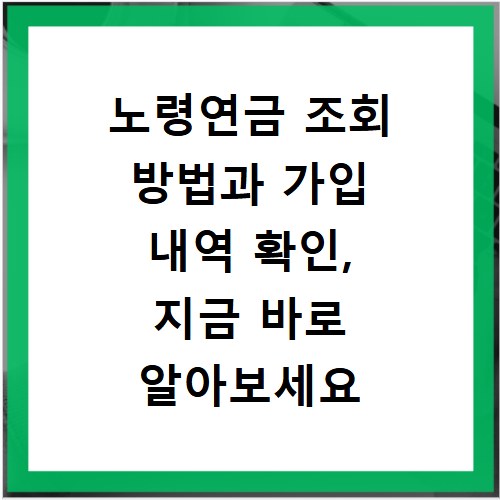 노령연금 조회 방법과 가입 내역 확인, 지금 바로 알아보세요