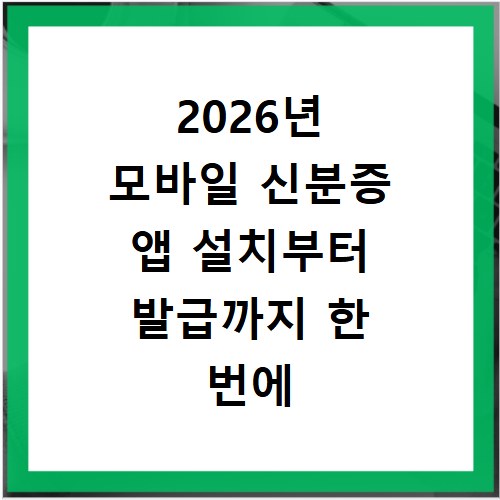 2026년 모바일 신분증 앱 설치부터 발급까지 한 번에