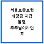 서울보증보험 배당금 지급 일정, 주주님이라면 꼭 확인하세요