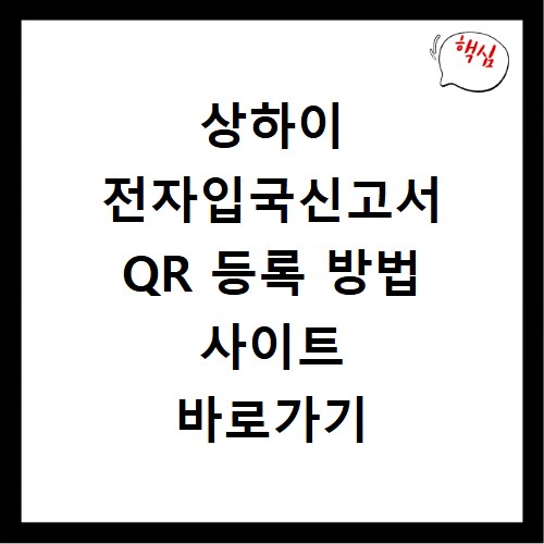 상하이 전자입국신고서 QR 등록 방법 사이트 바로가기