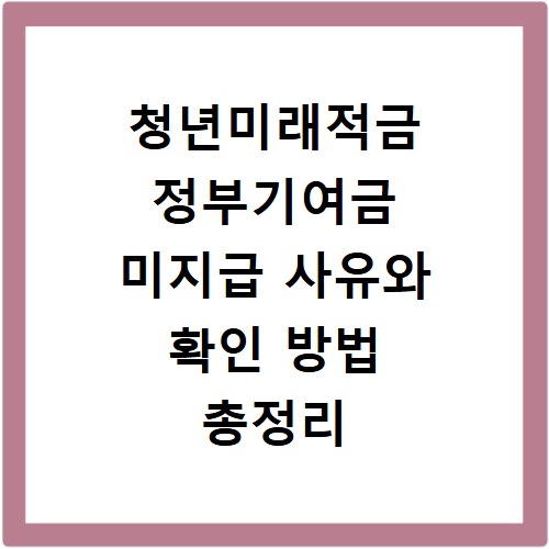 청년미래적금 정부기여금 미지급 사유와 확인 방법 총정리