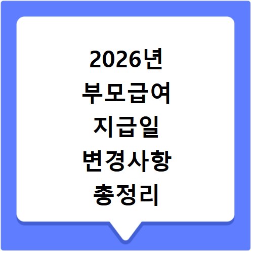 2026년 부모급여 지급일 변경사항 총정리 지금 바로 확인하세요