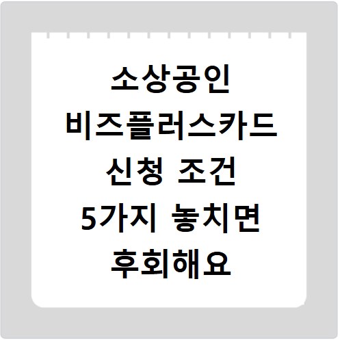 소상공인 비즈플러스카드 신청 조건 5가지 놓치면 후회해요