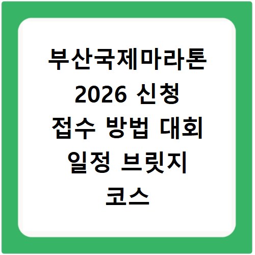 부산국제마라톤 2026 신청 접수 방법 대회 일정 브릿지 코스