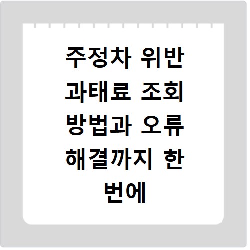 주정차 위반 과태료 조회 방법과 오류 해결까지 한 번에 끝내세요