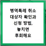 병역특례 취소 대상자 확인과 신청 방법, 놓치면 후회해요
