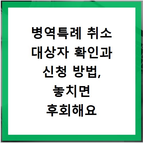 병역특례 취소 대상자 확인과 신청 방법, 놓치면 후회해요