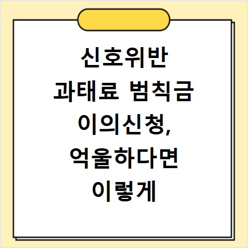 신호위반 과태료 범칙금 이의신청, 억울하다면 이렇게 해보세요