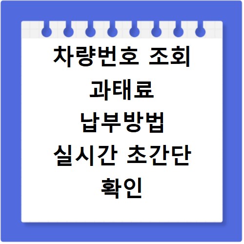 차량번호 조회 과태료 납부방법 실시간 초간단 확인