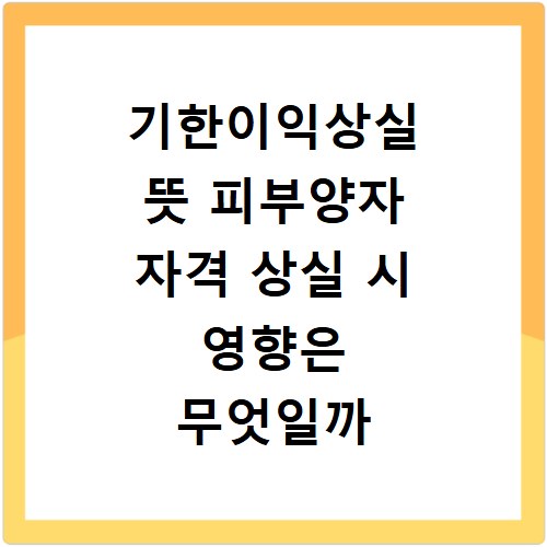 기한이익상실 뜻 피부양자 자격 상실 시 영향은 무엇일까
